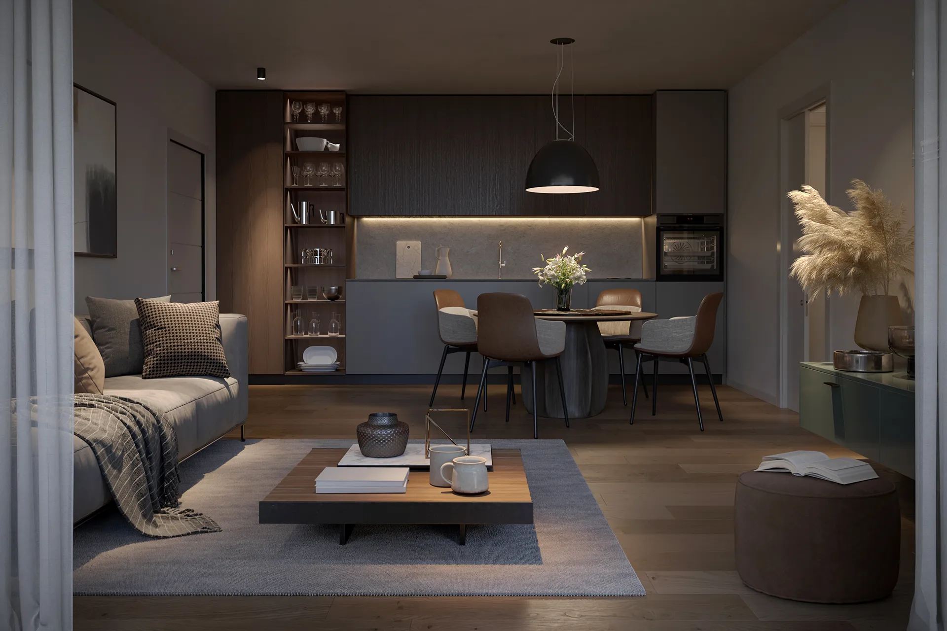 Appartamento con finiture curate e arredo moderno agli interni di Dimore dei Colli